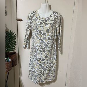J. McLaughlin Sophia Stretch Midi Stone Print Dress size small EUC
